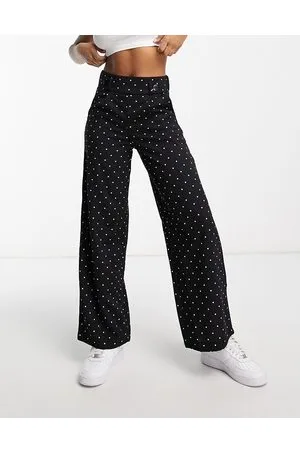 JDY Button detail wide leg dad trouser co-ord in polka dot