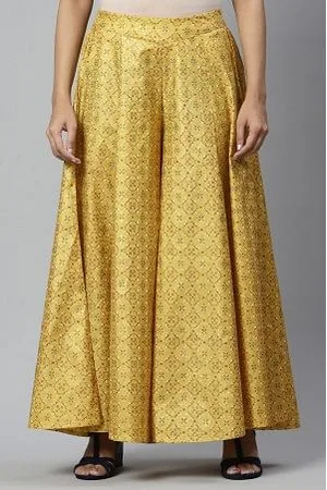 gold solid flared palazzo