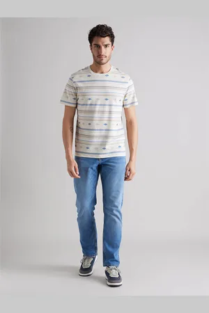 Celio Silver Striped Short Sleeve T-Shirt