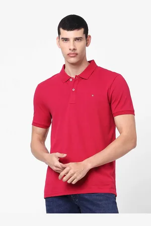 Celio Red Solid Polo Collar Cotton T-shirt (BEONEIN)