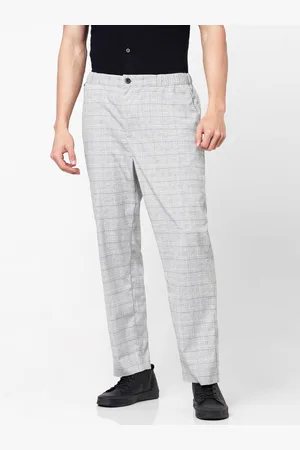 Celio Solid Checked Slim Fit Polyester Trousers (BOBRIDGE)