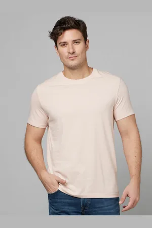 Celio Dusty Pink Round Neck Regular Fit Cotton T-shirt (TEBASE1)