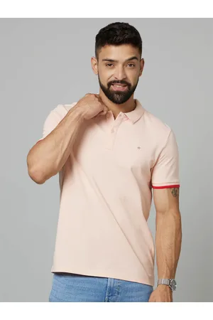 Celio Pink Polo Collar Cotton T-Shirt (CERABONAIN)