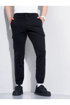 Buy Brave Soul Mens Fine Cargo Trousers Black