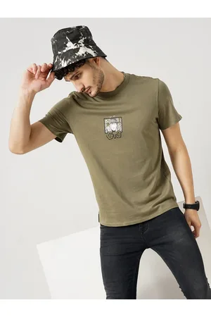 Celio Graphic Khaki Half Round Neck Gto Tshirt (LDEGTO1)