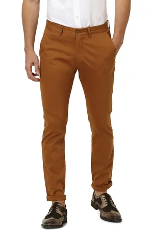 Celio Camel Solid Slim Fit Casual Trousers (ROSTRUI)