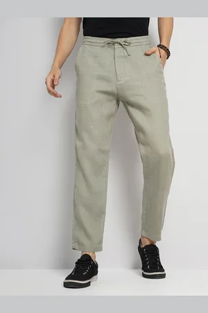 Buy Marks & Spencer Women White Linen Tapered Fit Solid Cropped Peg Trousers  - Trousers for Women 8463821 | Myntra