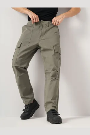 Trendy 100% Cotton Solid Cargo Pants Men's Multi Flap Pocket - Temu