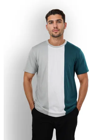 Celio Men Round Neck Colourblocked Regular Fit Cotton Tshirts (JEVERTY2)