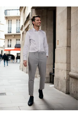 Celio Men Solid Regular Fit Polyester Casual Trousers (COSMARTIN)