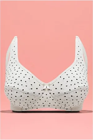 Lace Padded Non-Wired Full Coverage Bra in White