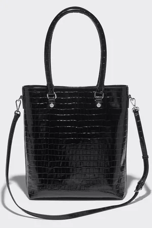 Cue Croc Embossed Leather Tote