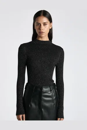 Cue Funnel Neck Lurex Ribbed Knit