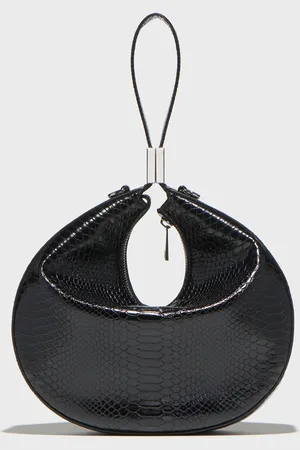 Cue Croc Embossed Crescent Bag