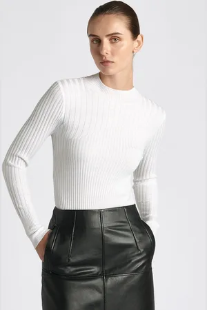 Cue Multi Rib Funnel Neck Knit