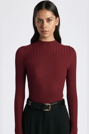 Cue Multi Rib Funnel Neck Knit