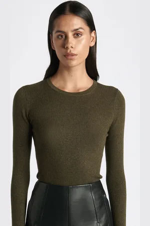 Cue Soft Lurex Long Sleeve Rib Knit