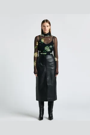 Cue Green Rose Mesh Top