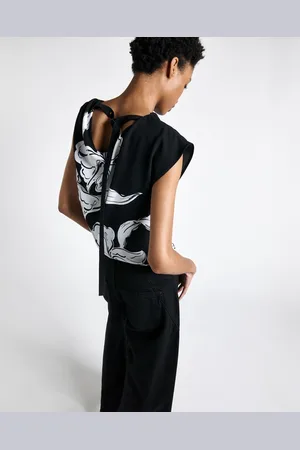 Cue Iris Print Draped Top