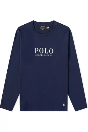 Polo Ralph Lauren Player Logo Slub Long Sleeve Henley Top in Blue