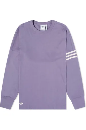 adidas Originals Neuclassics 3 stripe oversized long sleeve t-shirt in  purple