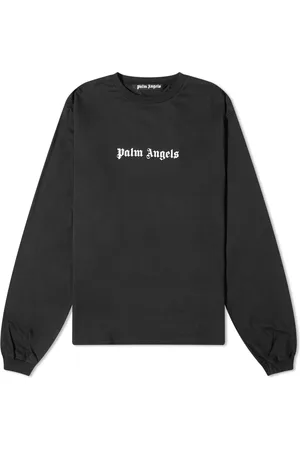 Palm Angels Men's Long Sleeve Vertical Logo Oversized T-Shirt in Yellow, Size X-Small | END. Clothing