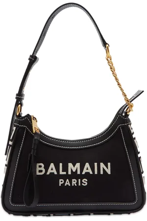 B-Army monogrammed canvas and smooth leather handbag black - Women | BALMAIN