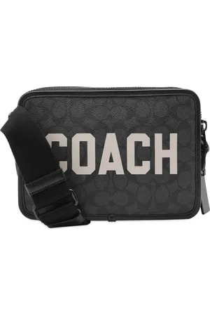 Coach Handbag Purse Black Grey Signature C Silver Buckle | eBay