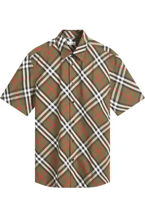 Fashion burberry check short sleeve shirt