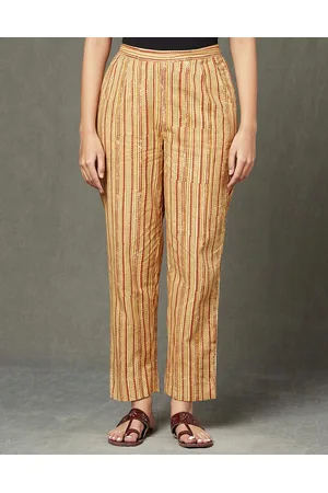 BlueGreen Kalamkari Striped Cotton Parallel Pants- LobhaDeepthis – Lobha  Deepthis