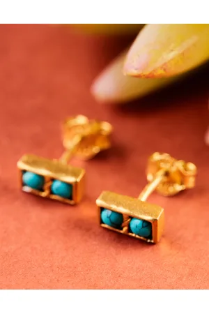 Buy Fabindia Gold Plated Silver Green Dangler Earrings online