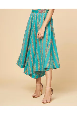 Buy NUIndian Green Bel Printed Square Neck Sleeveless Cotton Long
