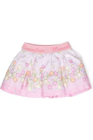 MONNALISA Floral-print logo-waistband skirt
