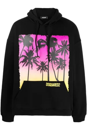 Dsquared2 Palm-tree print cotton hoodie