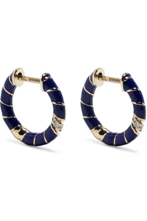 YVONNE LÉON 9kt yellow gold diamond and enamel hoop earring