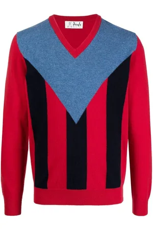 PRINGLE OF SCOTLAND Vertical-stripe V-neck jumper