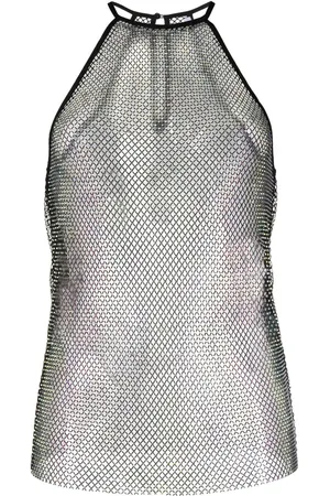 Patrizia Pepe Crystal-embellished mesh top