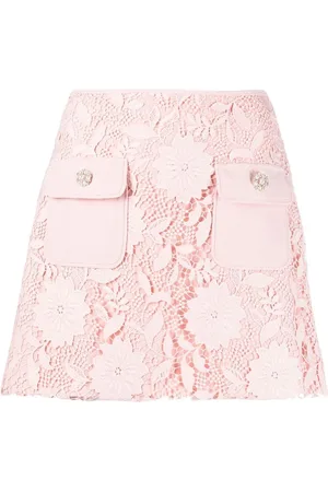 Self-Portrait Guipure-lace mini skirt