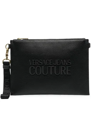 VERSACE Logo-plaque faux-leather clutch bag