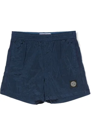 Stone Island Crinkled logo-patch shorts