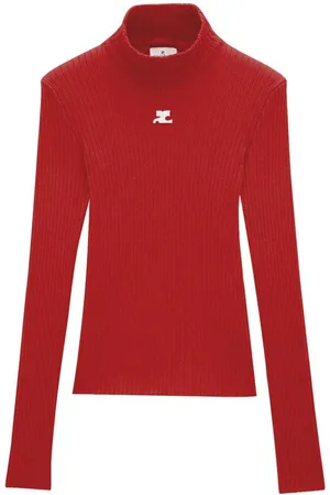Courrèges Ribbed-knit logo-patch top
