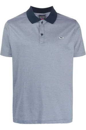 Paul & Shark Logo-patch stripe-print polo shirt