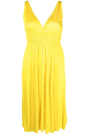 P.A.R.O.S.H. Smocked-detail V-neck dress