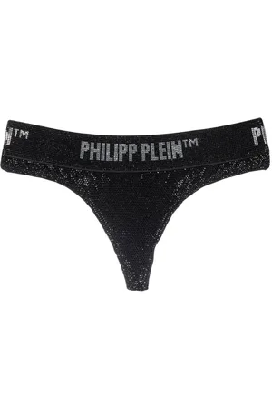 Philipp Plein Metallic crystal-embellished thong