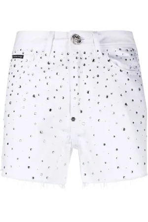 Philipp Plein Crystal-embellished denim shorts