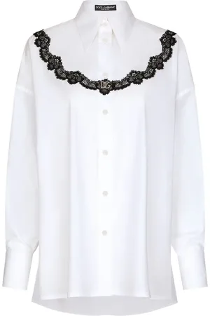 Dolce & Gabbana Lace-insert poplin shirt