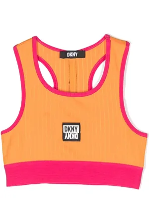 DKNY Pinstripe logo patch cropped undershirt
