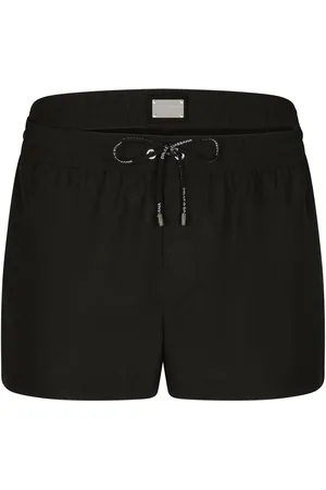 Dolce & Gabbana Double-waistband logo-tag swim shorts