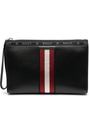 Bally Leather striped clutch bag