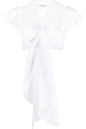 Serafini Cropped gathered-detail top